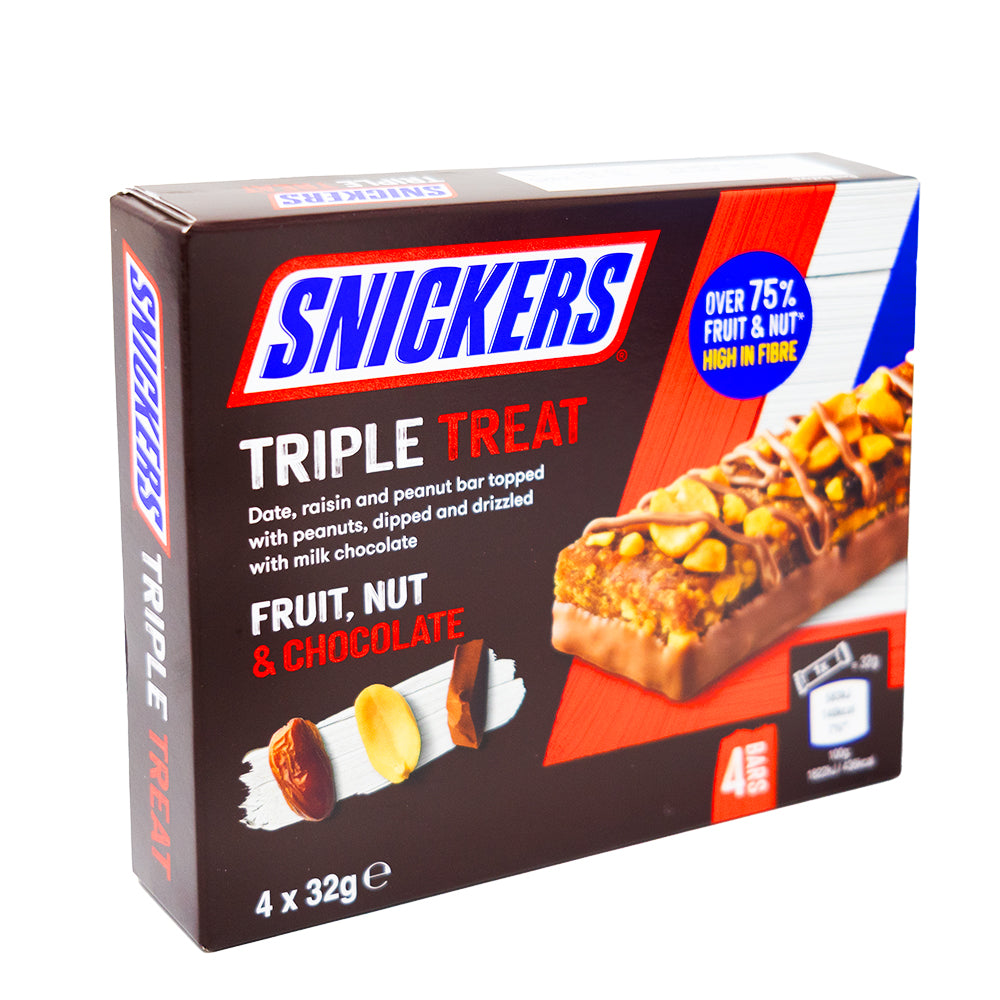 Snickers Triple Treat Fruit & Nut 4pk (UK) - 128g - 10 Pack