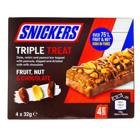 Snickers Triple Treat Fruit & Nut 4pk (UK) - 128g - 10 Pack