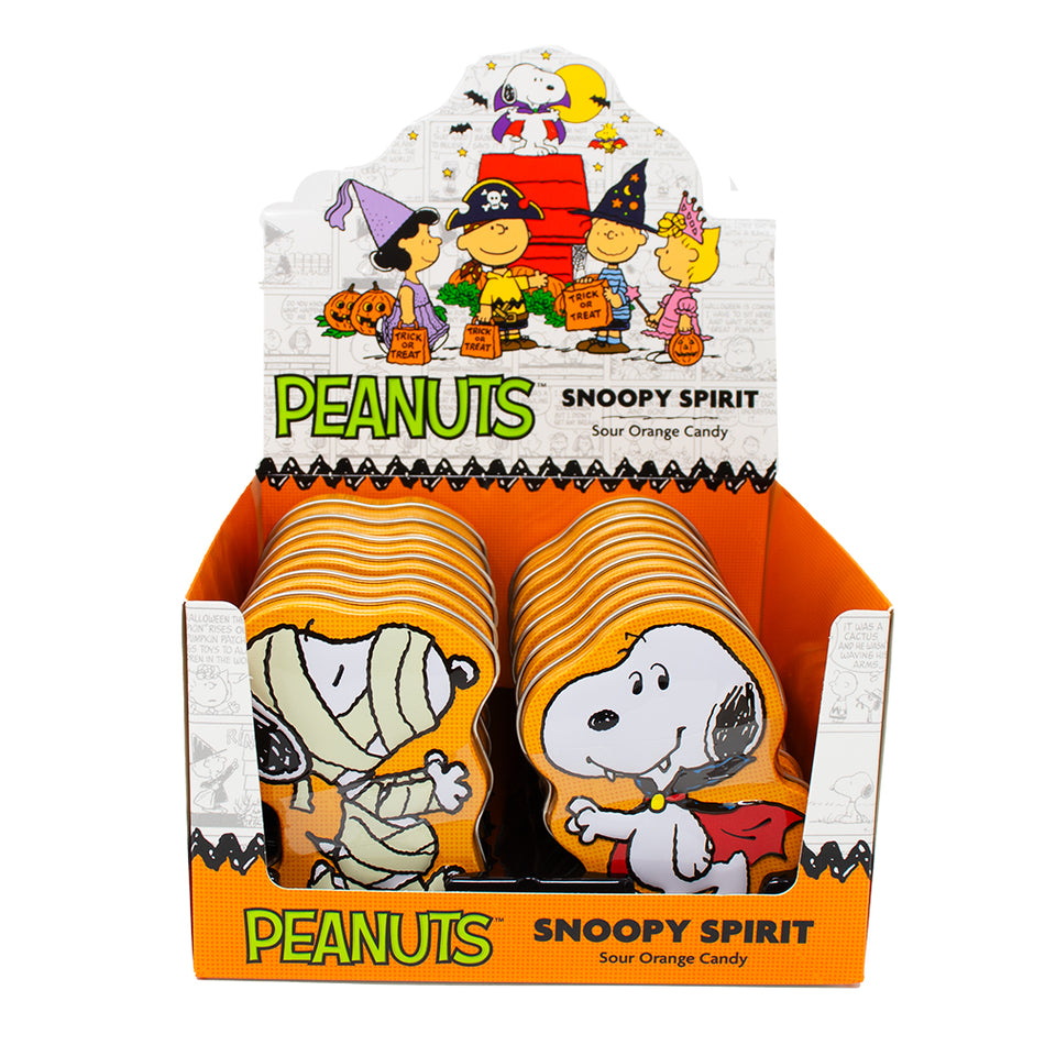 Snoopy Spirit Tin Sour Orange Candy 10oz - 12 Pack