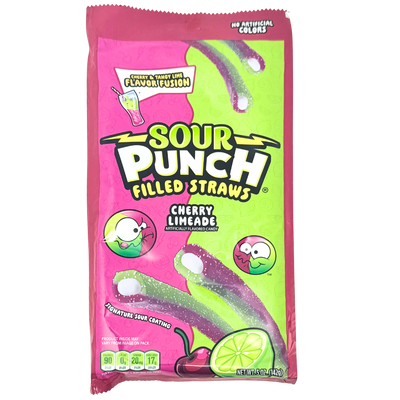  Sour Punch Filled Straws Cherry Limeade 5oz - 12 Pack