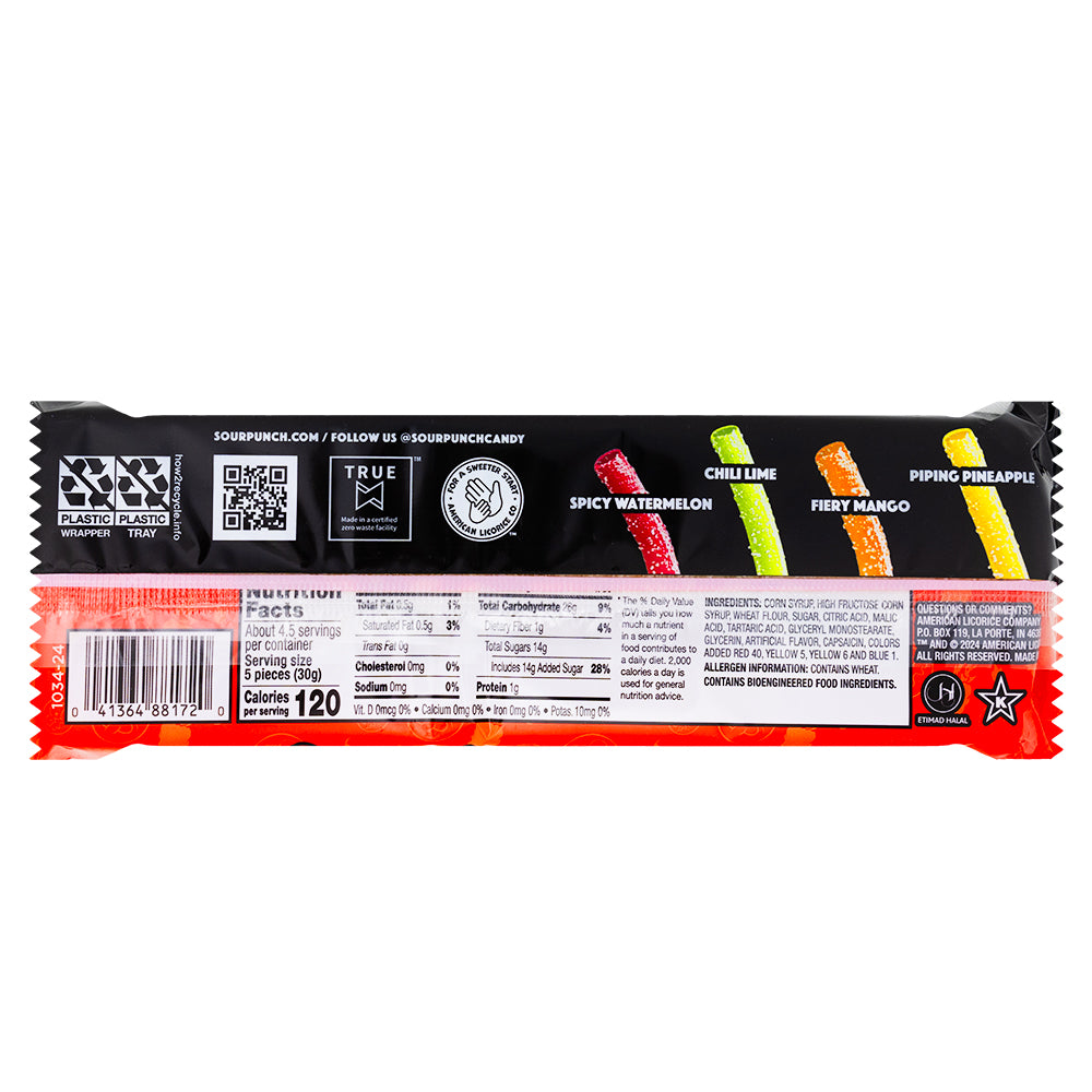 Sour Punch Scorching Straws - 4.5oz - 12 Pack  Nutrition Facts Ingredients
