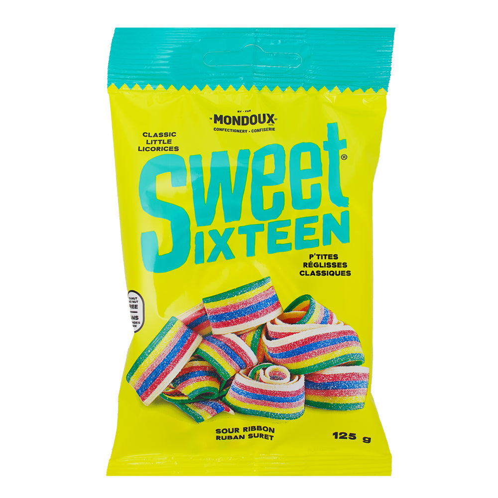 Sweet Sixteen Sour Ribbon 125g - 10 Pack - Mondoux Candy - Licorice Candy - Sour Candy - Canadian Candy - Candy Store - Ribbon Candy