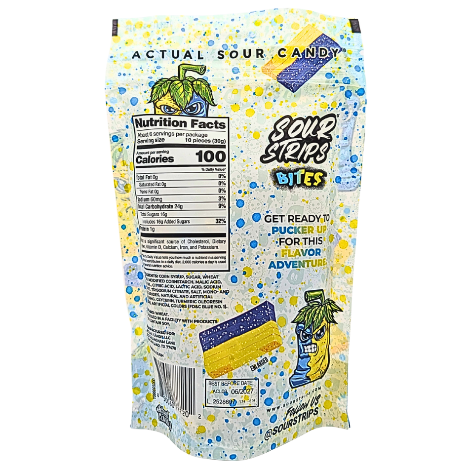 Sour Strips Bites Bluerazz Lemonade 180g - 10 Pack