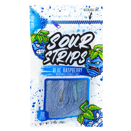 Sour Strips Blue Raspberry 96g - 12 Pack