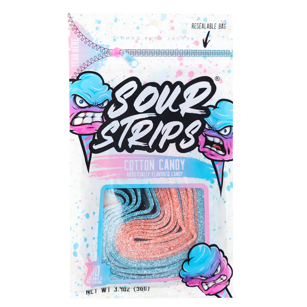 Sour Strips Cotton Candy 96g - 12 Pack