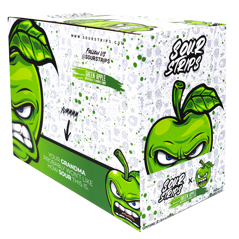 Sour Strips Green Apple 96g - 12 Pack