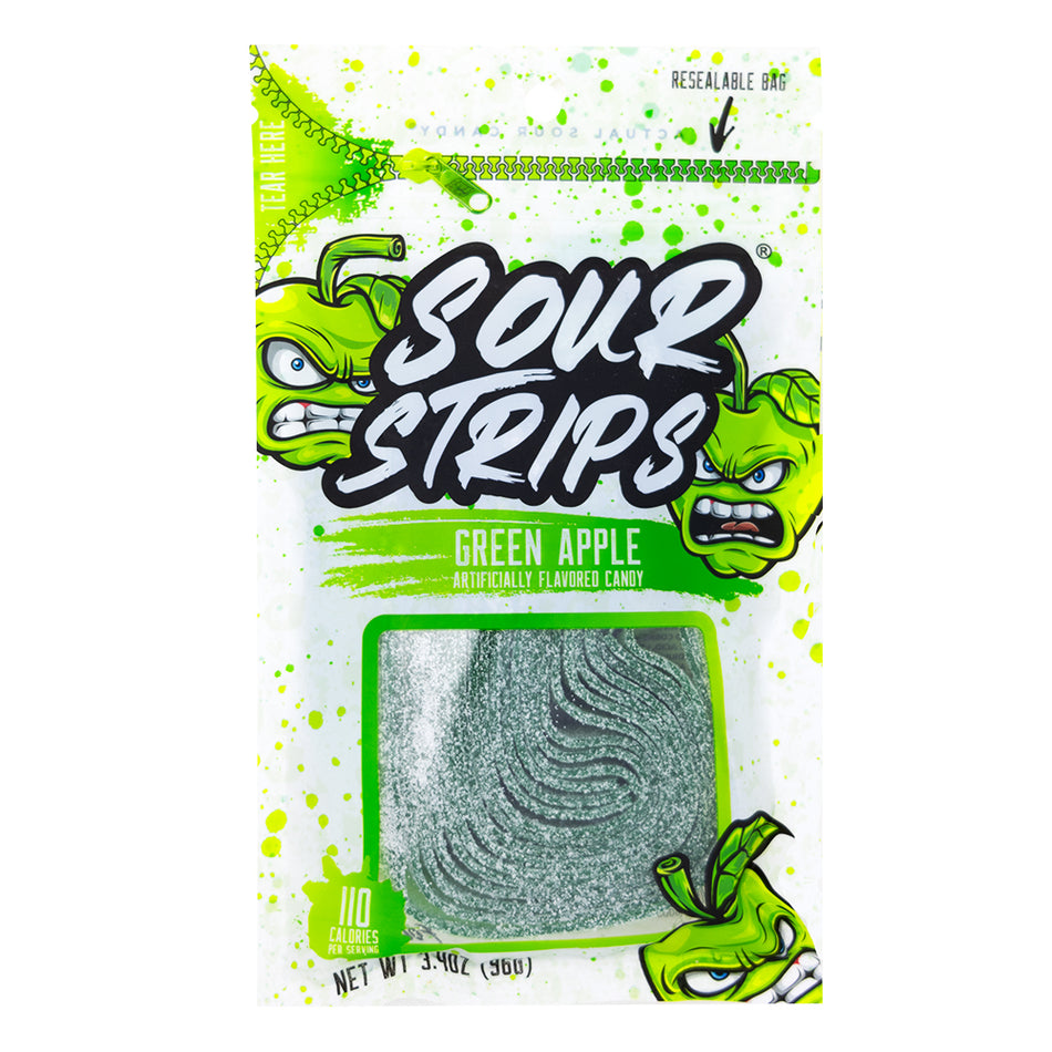 Sour Strips Green Apple 96g - 12 Pack