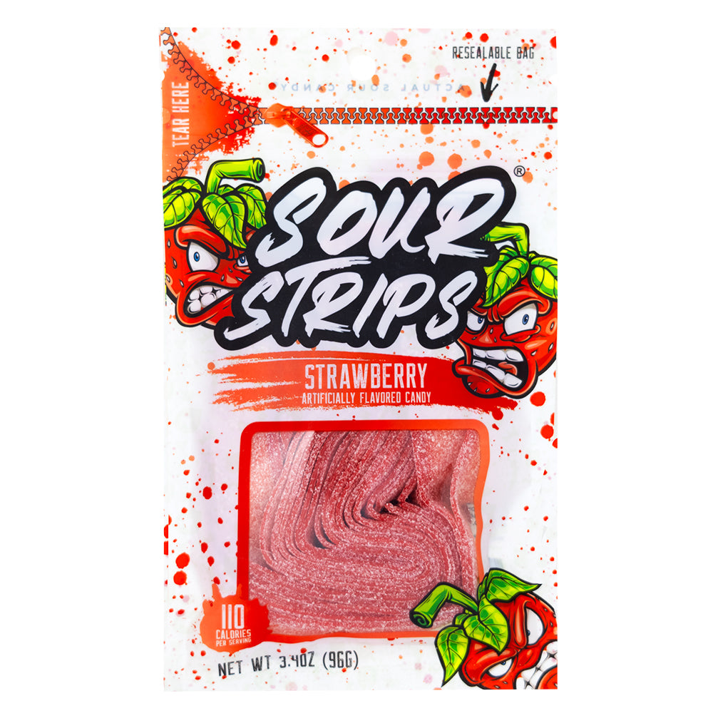 Sour Strips Strawberry 96g - 12 Psck