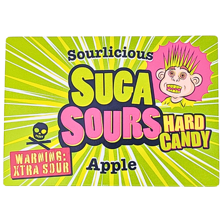 Sourlicious Suga Sours Apple Hard Candy Theatre Box 100g - 12 Pack