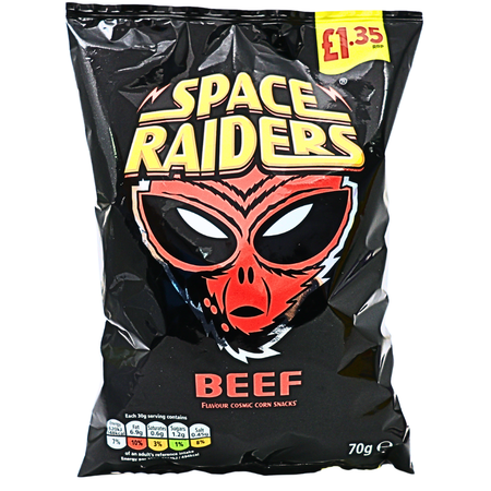 Space Raiders Beef Corn Chips 70g (UK) - 20 Pack