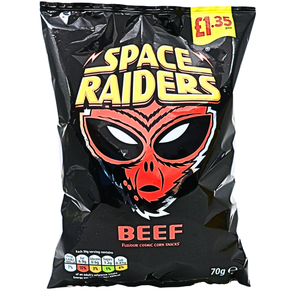 Space Raiders Beef Corn Chips 70g (UK) - 20 Pack