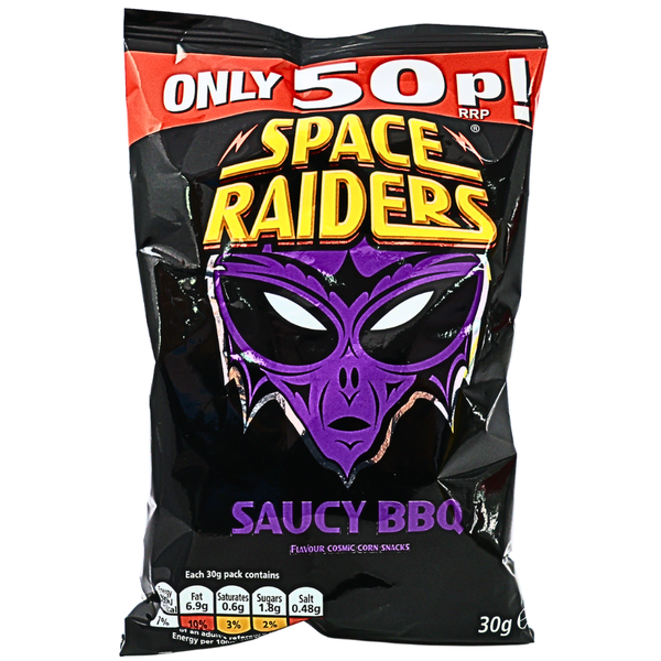 Space Raiders Saucy BBQ Corn Chips 30g (UK) - 36 Pack