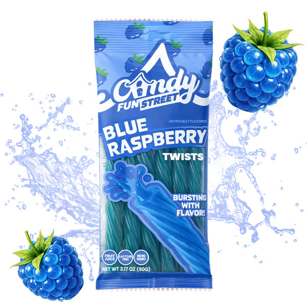 Candy Fun Street Blue Raspberry Twists 3.17oz - 12 Pack