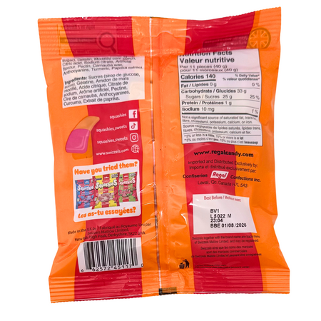Squashies Orange Cherry 160g - 10 Pack