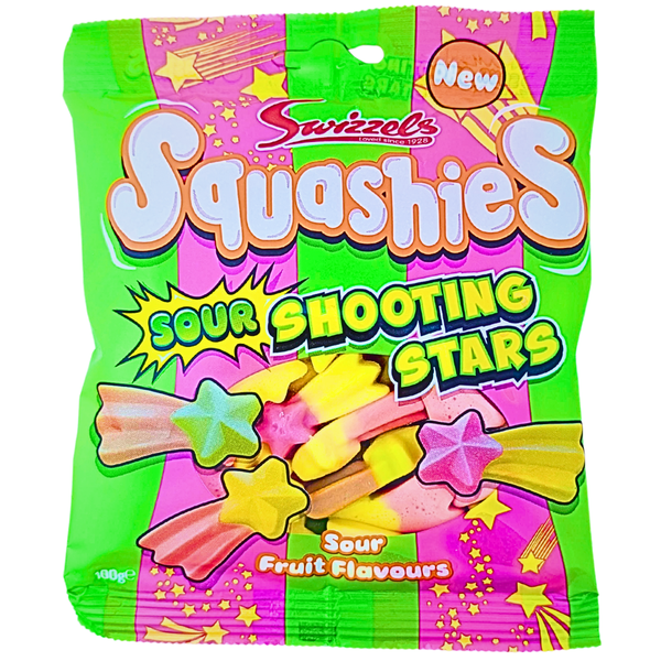 Squashies Sour Shooting Stars 100g (UK) - 12 Pack