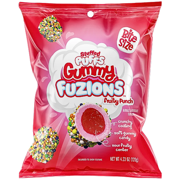 Stuffed Puffs Gummy Fuzions Fruity Punch 120g - 8 Pack