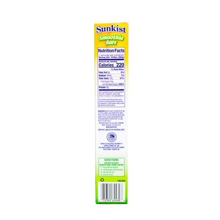 Sunkist Smoothie Freezer Pops 10ct 283.5g - 12 Pack  Nutrition Facts Ingredients