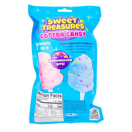 Sweet Treasures Cotton Candy 3oz - 12 Pack   Nutrition Facts Ingredients