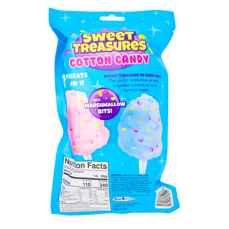 Sweet Treasures Cotton Candy 3oz - 12 Pack   Nutrition Facts Ingredients