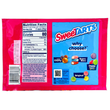 Sweetarts Ropes Sour Apple 3.5oz - 12 Pack - Wonka - Ingredients - Nutrition facts
