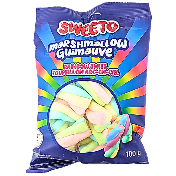 Sweeto Marshmallow Rainbow Twist 100g - 24 pack