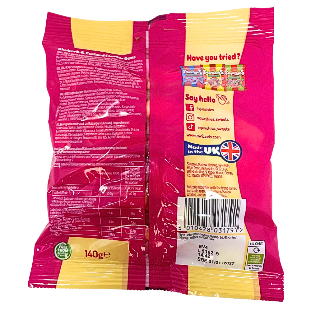 Swizzels Drumstick Squashies Rhubarb & Custard Candy (UK) - 120g