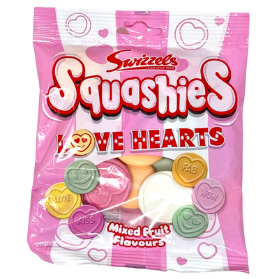 Swizzels Squashies Love Hearts 120g - 12 Pack