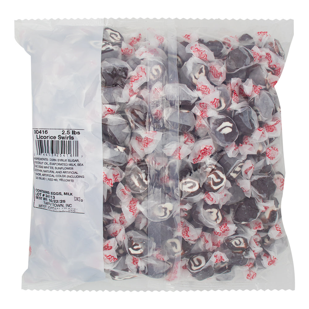 Salt Water Taffy Black Licorice Swirls 2.5lbs. - 1 Bag   Nutrition Facts Ingredients