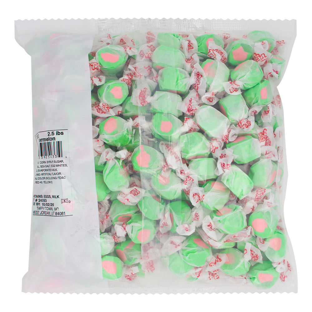 Salt Water Taffy Watermelon 2.5 lbs. - 1 Bag   Nutrition Facts Ingredients