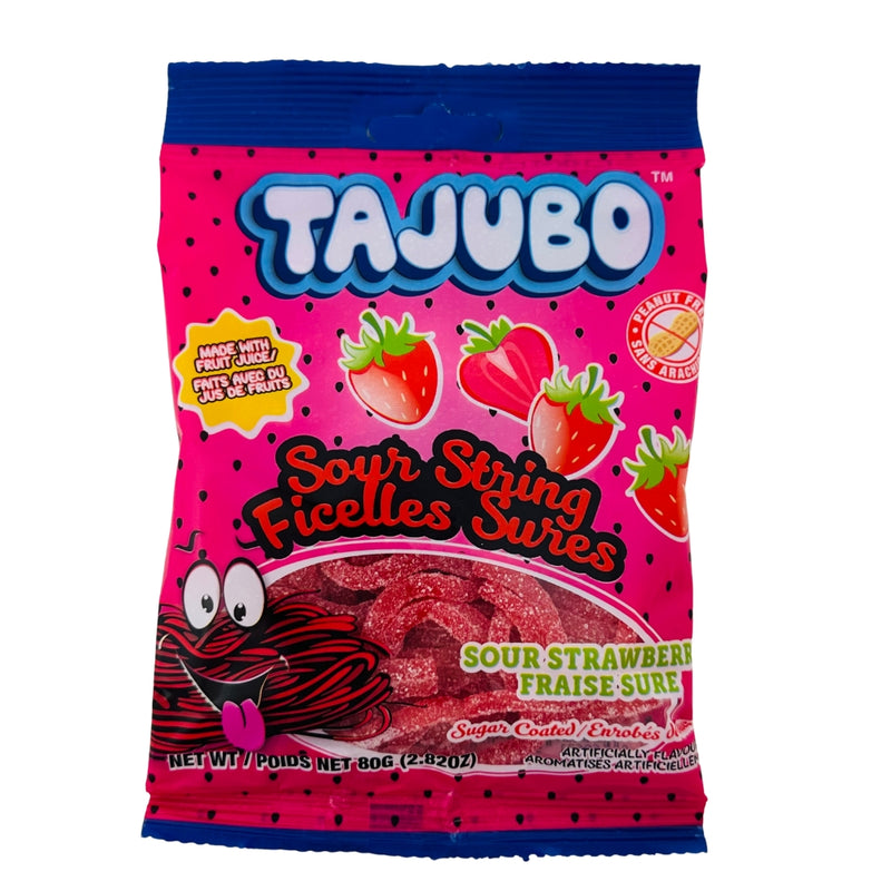 Tajubo Sour String Strawberry 80g - 12 Pack