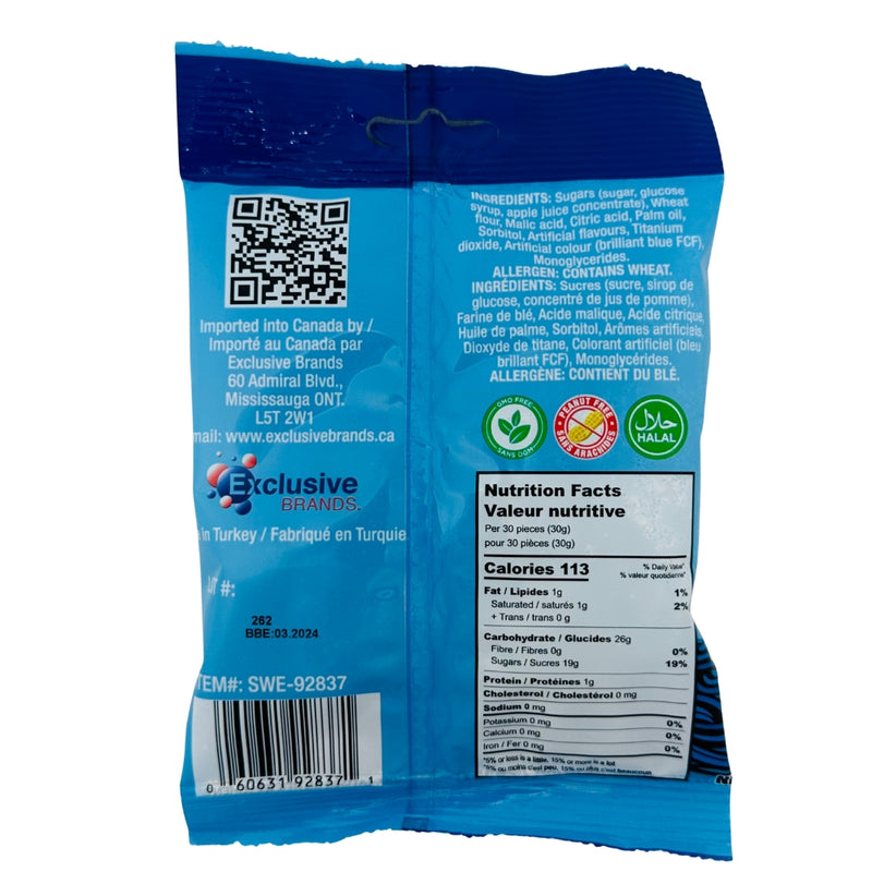 Tajubo Sour String Blue Raspberry 80g - 12 Pack Nutrition Facts Ingredients