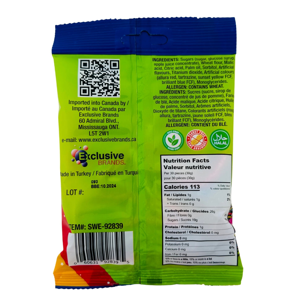 Tajubo Sour String Rainbow 80g - 12 Pack Nutrition Facts Ingredients - Tajubo - Sour Candy - Candy Store - Gummy Candy