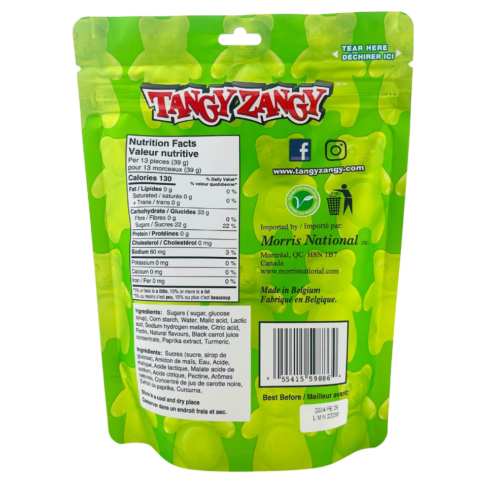 Tangy Zangy Sour Bears Candy 226g - 12 Pack Nutrient facts IngredientsTangy Zangy Sour Bears Candy 226g - 12 Pack Nutrient Facts Ingredients