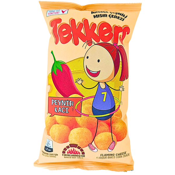Tekkers Flaming Cheese Corn Puffs 35g (Turkey) - 50 Pack