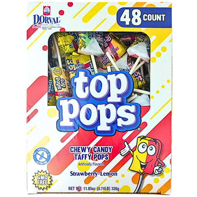 Top Pops Chewy Taffy Strawberry Lemon 48 Pieces - 1 Box