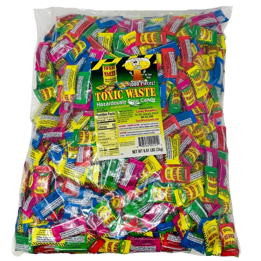 Toxic Waste Assorted Hazardously Sour Candy 1000 Pieces 3kg - 1 Pack Nutrient facts Ingredients
