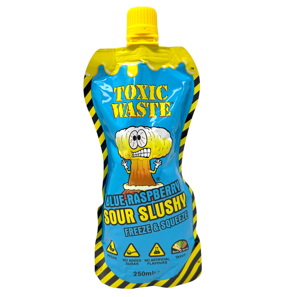 Toxic Waste Blue Raspberry Slushy Pouch 250ml - 12 Pack