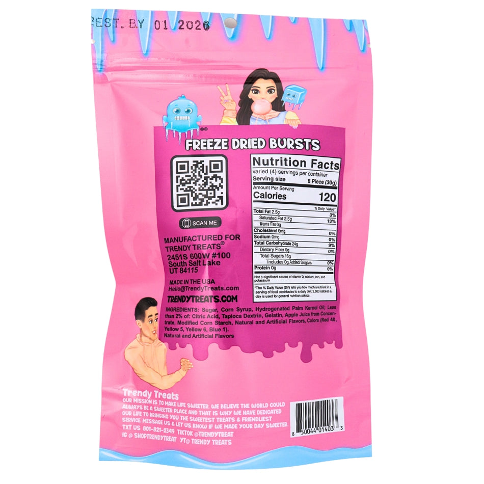Trendy Treats Freeze Dried Starburst 4oz-12 Pack Nutrition Facts - Ingredients -Freeze Dried Candy from Trendy Treats!