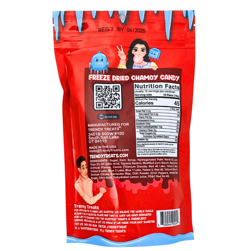 Trendy Treats Freeze Dried Chamoy Skittles 4oz-12 Pack Nutrient Facts - Ingredients  - Freeze Dried Candy from Trendy Treats!