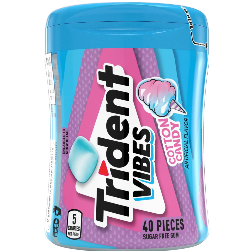 Trident Vibes Bottle Pack Cotton Candy (40 Pieces) - 6 Pack