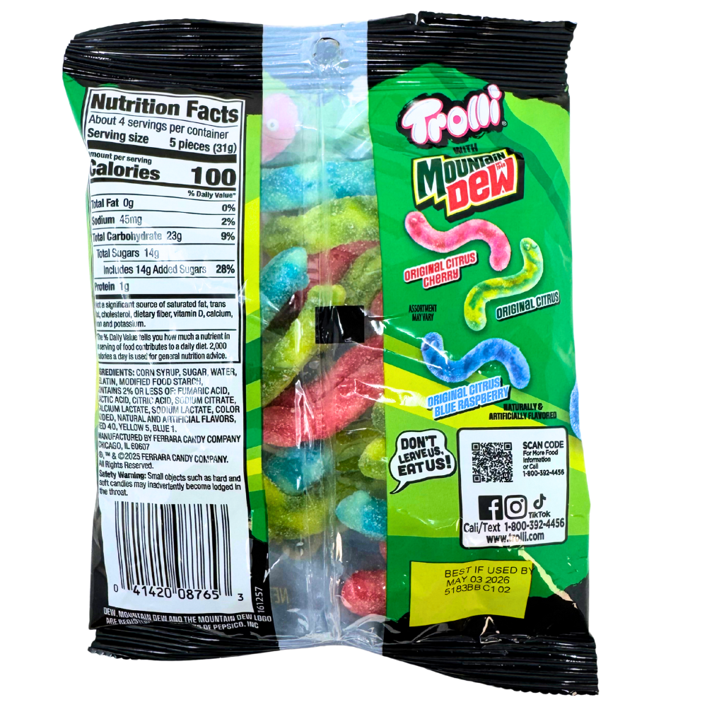 Trolli Mountain Dew Sour Brite Crawlers 4.25oz - 12 Pack