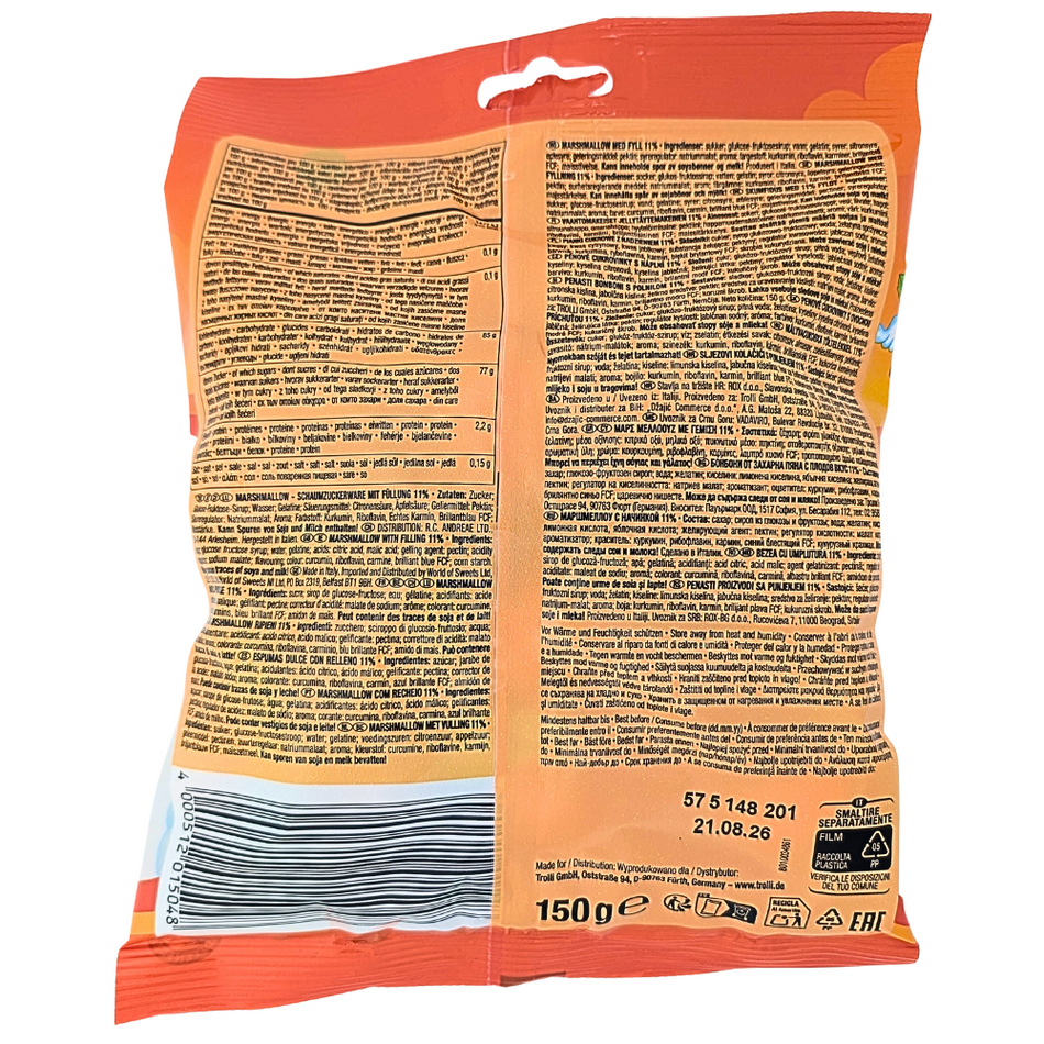 Trolli Peach Mallow Filled Marshmallow 150g (Germany) - 8 Pack