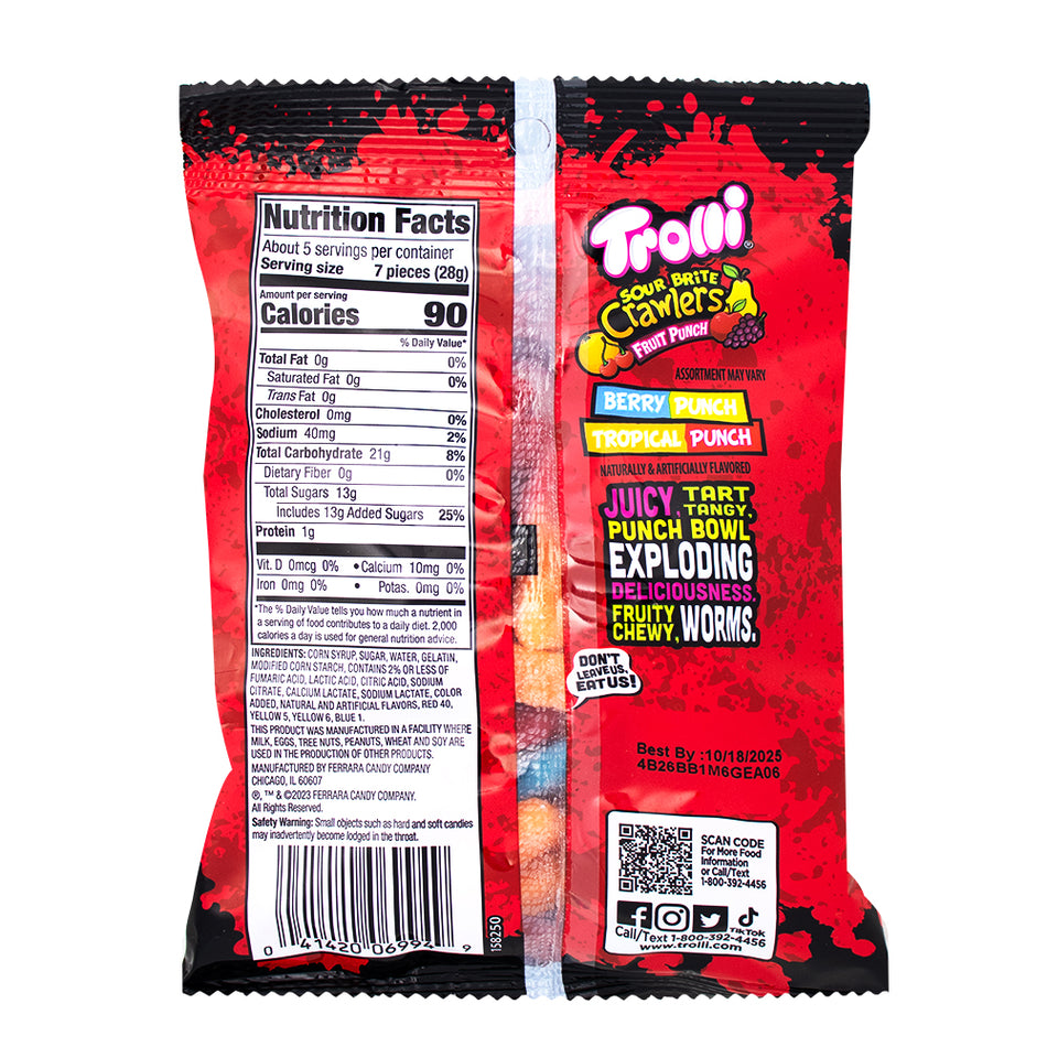 Trolli Sour Brite Crawlers Fruit Punch 5oz - 12 Pack  Nutrition Facts Ingredients