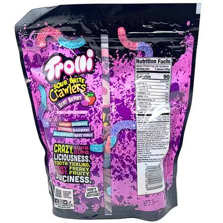 Trolli Sour Brite Crawlers Very Berry Resealable Bag 28oz - 1 Pack