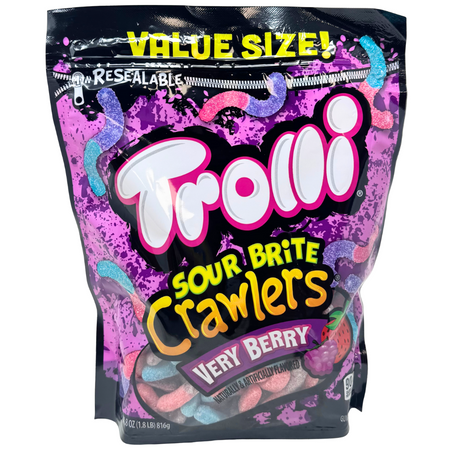 Trolli Sour Brite Crawlers Very Berry Resealable Bag 28oz - 1 Pack