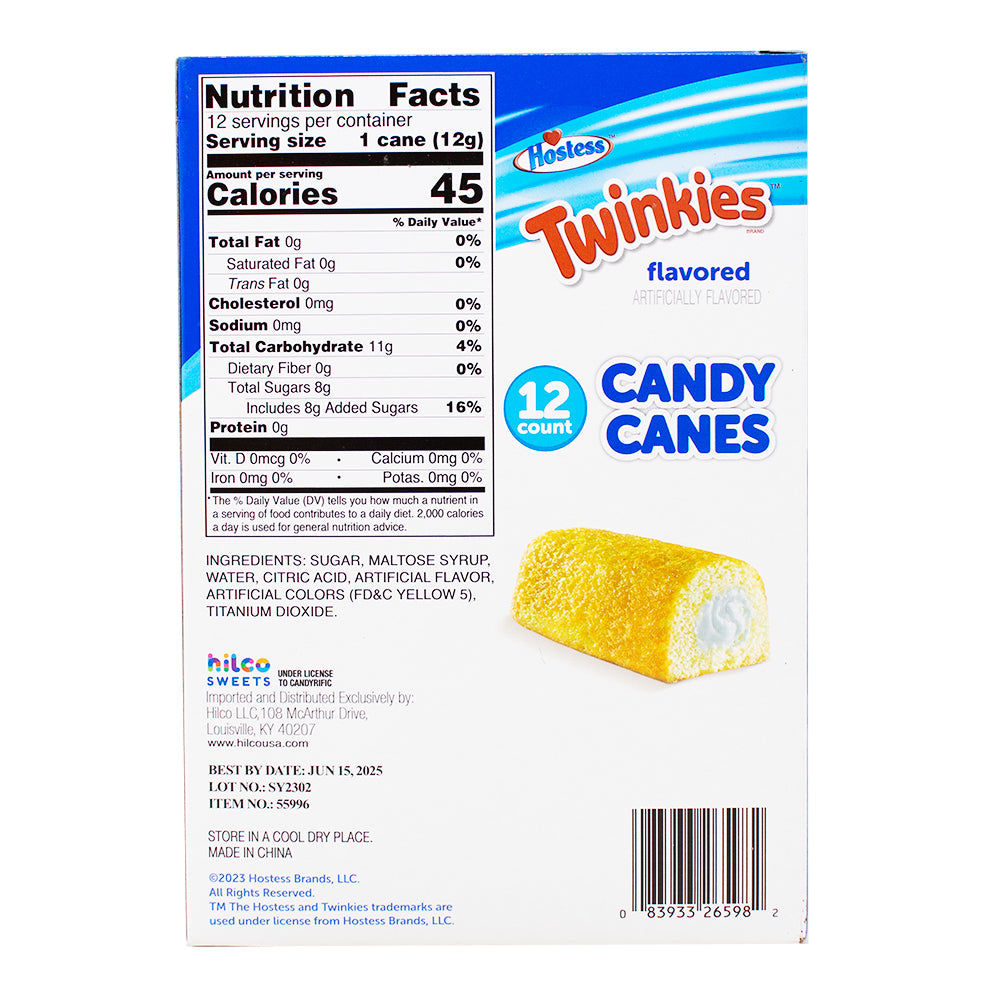 Twinkies Candy Canes 5.3oz - 24 Pack Nutrition Facts Ingredients - Candy Store - Christmas Candy - Stocking Stuffer - Twinkies - Candy Canes
