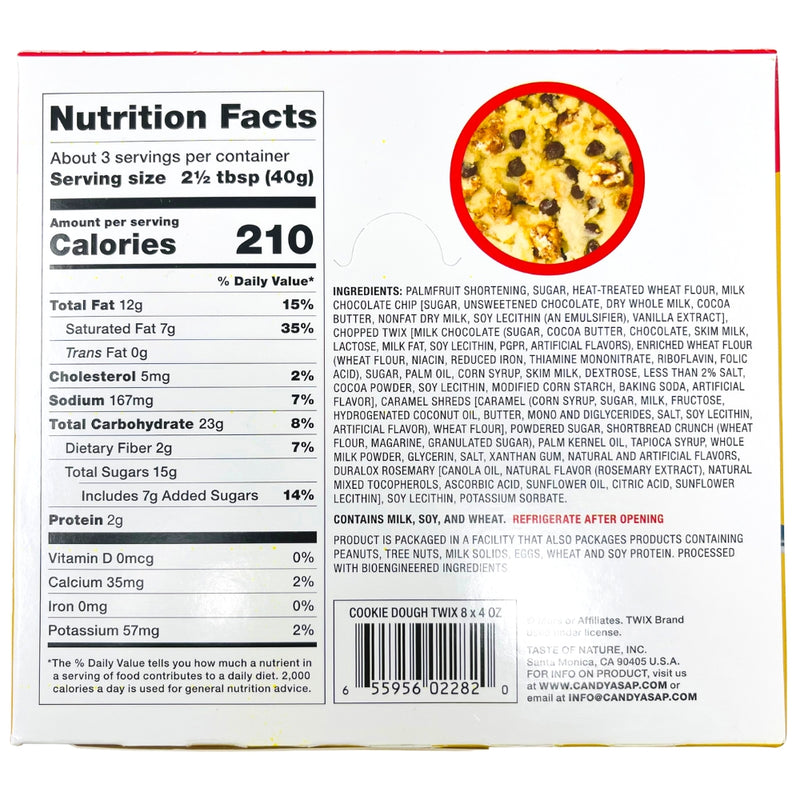 Twix Spoonable Cookie Dough 4oz  ingredients nutrition facts