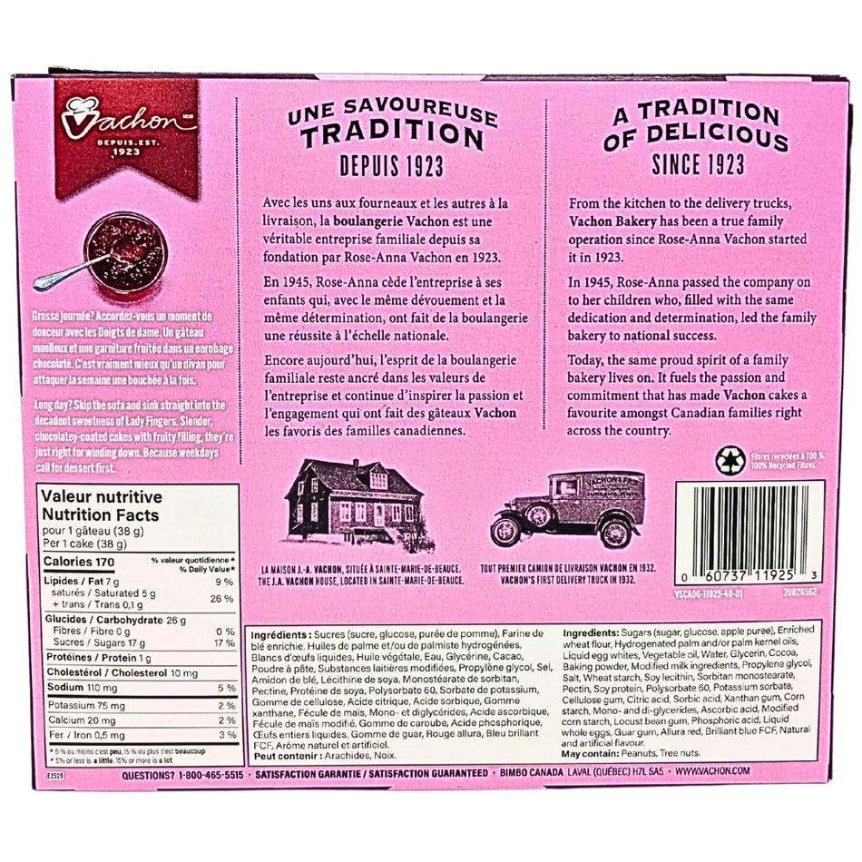 Vachon Lady Fingers Fruity Filling 8 Cakes 300g - 1 Pack