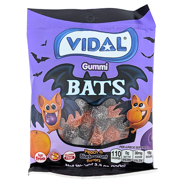 Vidal Gummi Bats Peach & Blackcurrant 3.5oz - 14 Pack