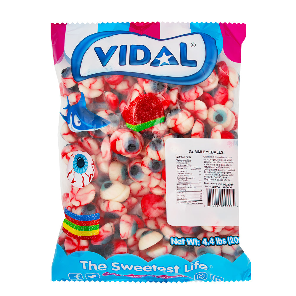 Vidal Gummi Eyeballs 4.4lbs - 1 Bag  Nutrition Facts Ingredients